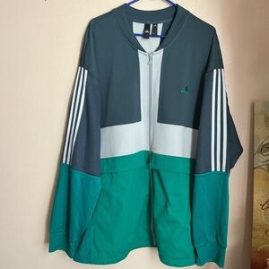 Adidas Men's Teal and Gray Bomber Jacket